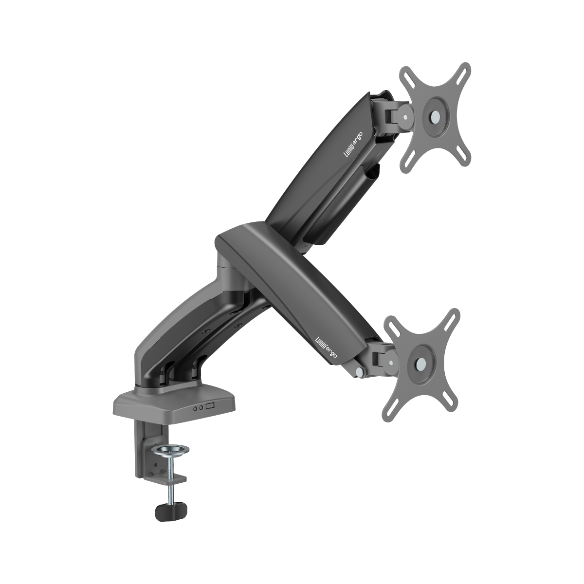 แขนจับจอ LUNIO ERGO MONITOR ARM CYBOT สีเทา 2 แขน หมุนได้360°_0
